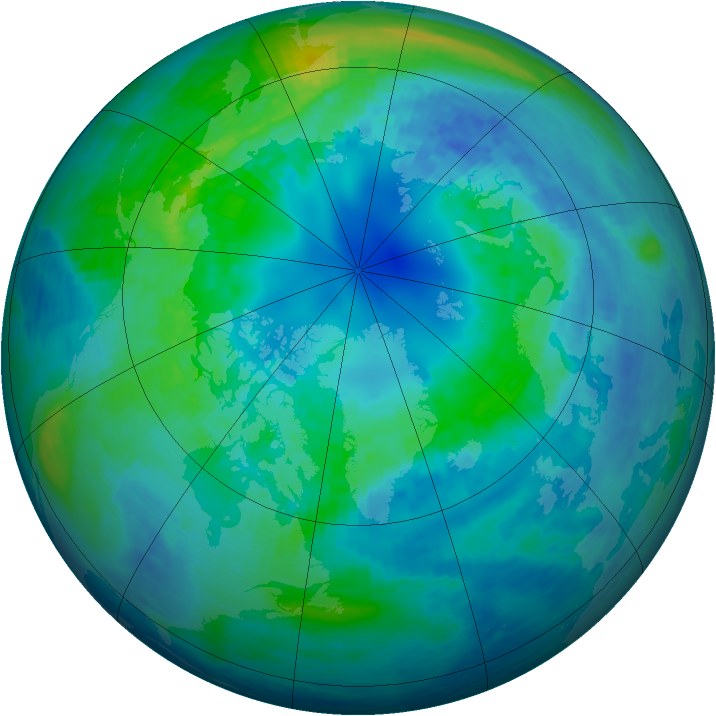 Arctic ozone map for 15 October 1994